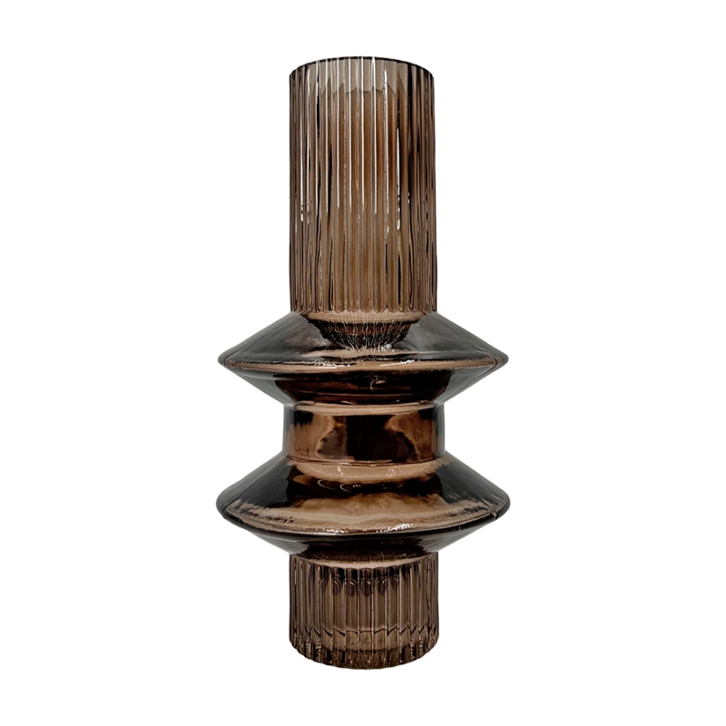 Bergamo Art 9 Inch Tall Decorative Handmade Glass Modern Flower Vase in Brown