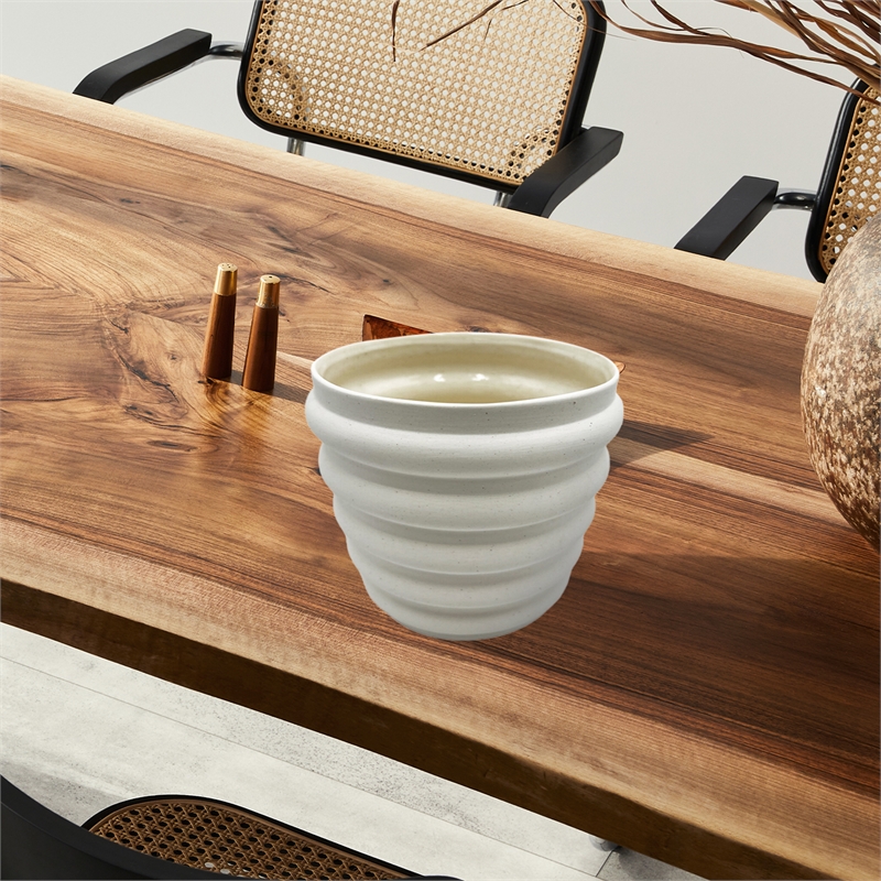 Bergamo Art Modern Beige Ceramic Vase in Beige