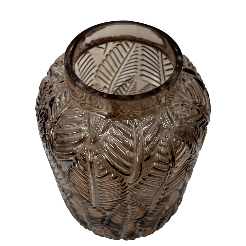 Bergamo Art 8 Inch Tall Decorative Handmade Glass Modern Flower Vase in Brown