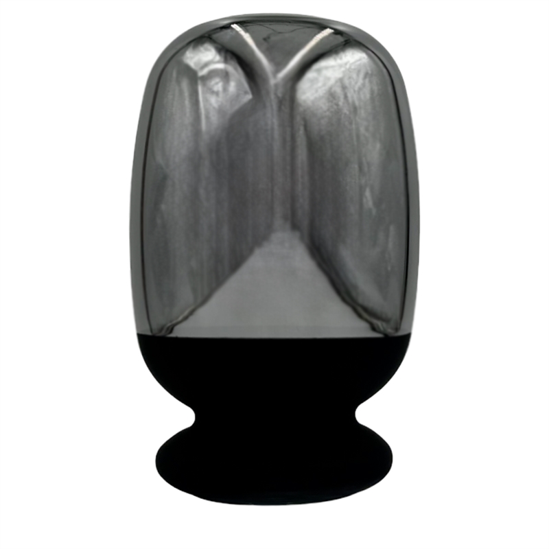 Bergamo Art Set of 2 Decorative Handmade Glass Flower Vases in Black and Silver
