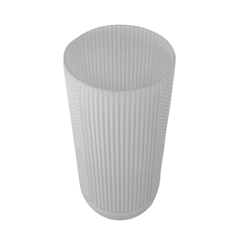 Bergamo Art 13 Inch Tall Decorative Handmade Glass Cylinder Flower Vase in White