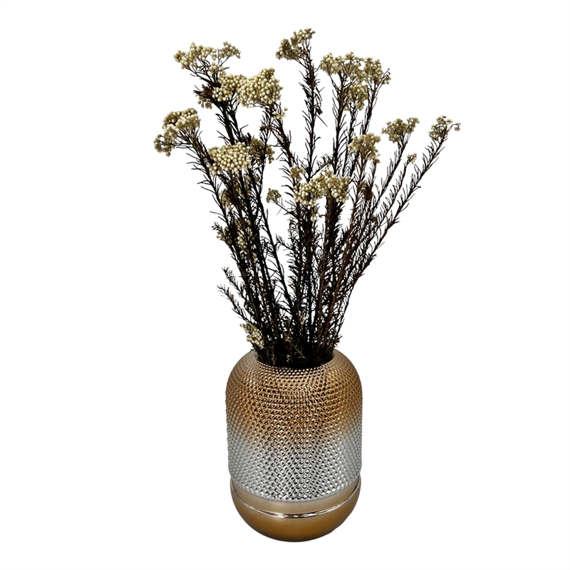 Bergamo Art 8 Inch Tall Decorative Handmade Glass Cylinder Flower Vase in Silver