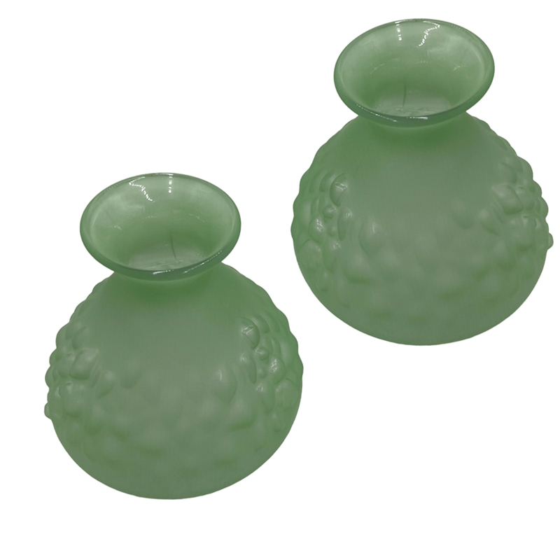 Bergamo Art Set of 2 Decorative Handmade Glass Bud Vases for Flowers in Green