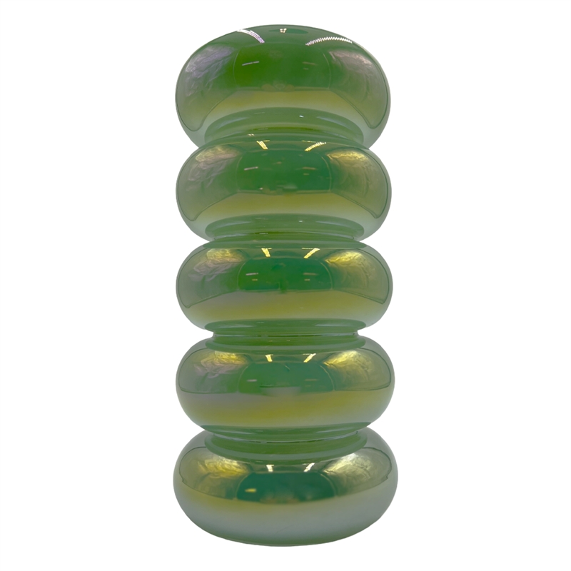 Bergamo Art Set of 2 Decorative Handmade Glass Bubble Vases for Flowers in Green