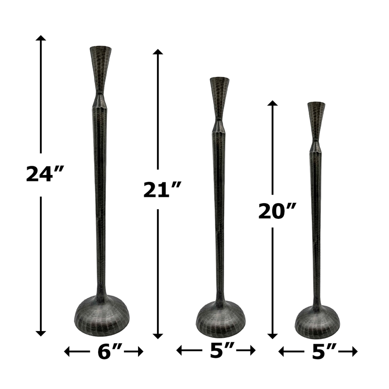 Bergamo Art Set of 3 Decorative Handmade Aluminum Modern Candleholders in Bronze