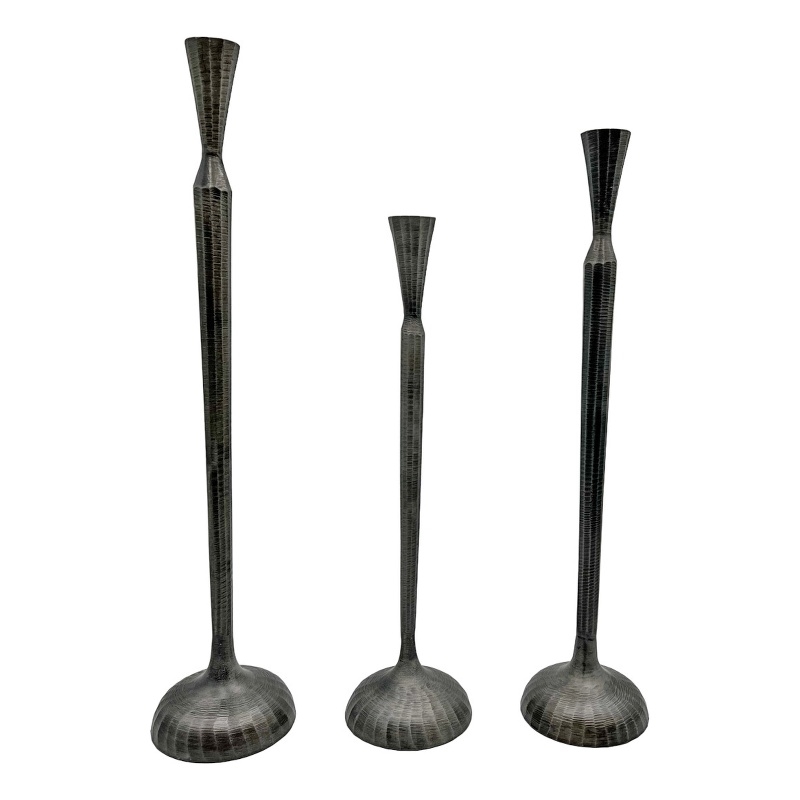 Bergamo Art Set of 3 Decorative Handmade Aluminum Modern Candleholders in Bronze