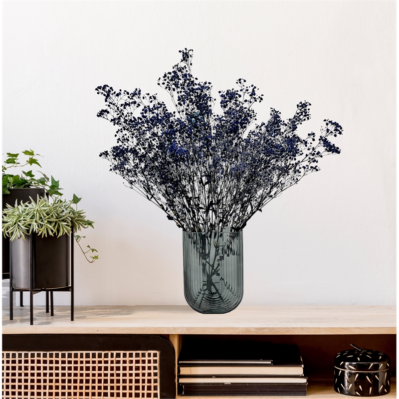 Bergamo Art 9 Inch Tall Decorative Handmade Glass U-shape Flower Vase in Blue