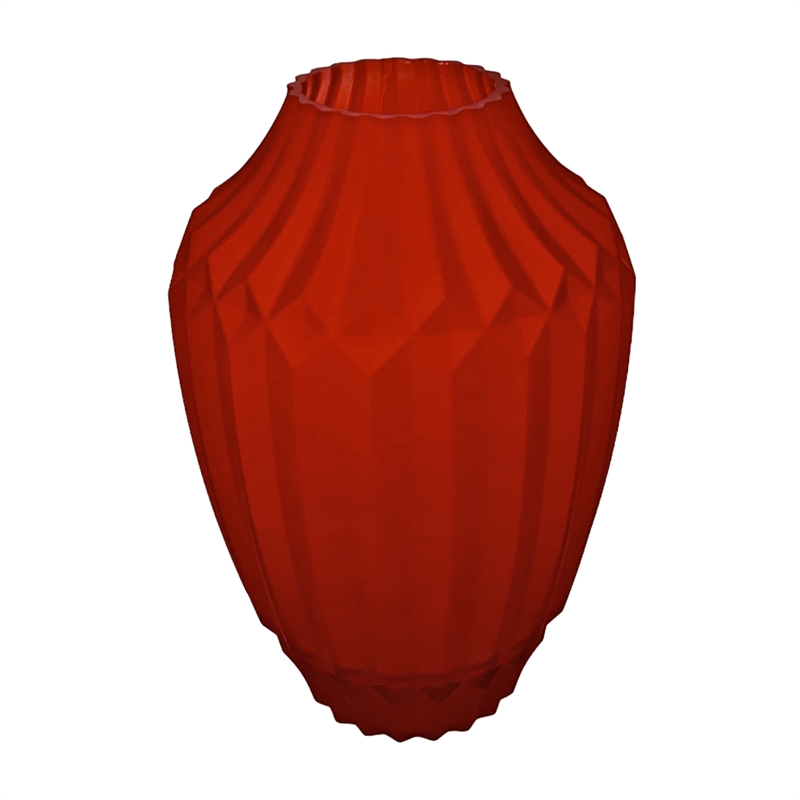Bergamo Art 10 Inch Tall Decorative Handmade Glass Modern Flower Vase in Red