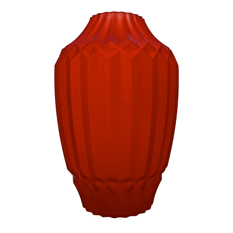 Bergamo Art 10 Inch Tall Decorative Handmade Glass Modern Flower Vase in Red