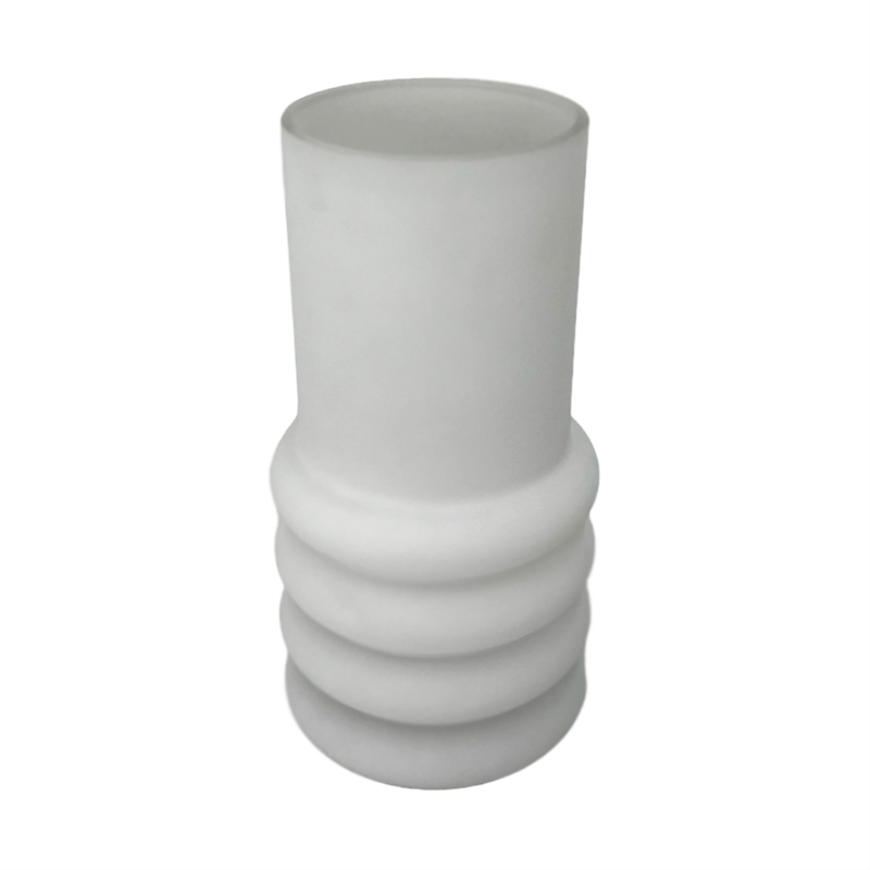 Bergamo Art 11 Inch Tall Decorative Handmade Glass Cylinder Flower Vase in White