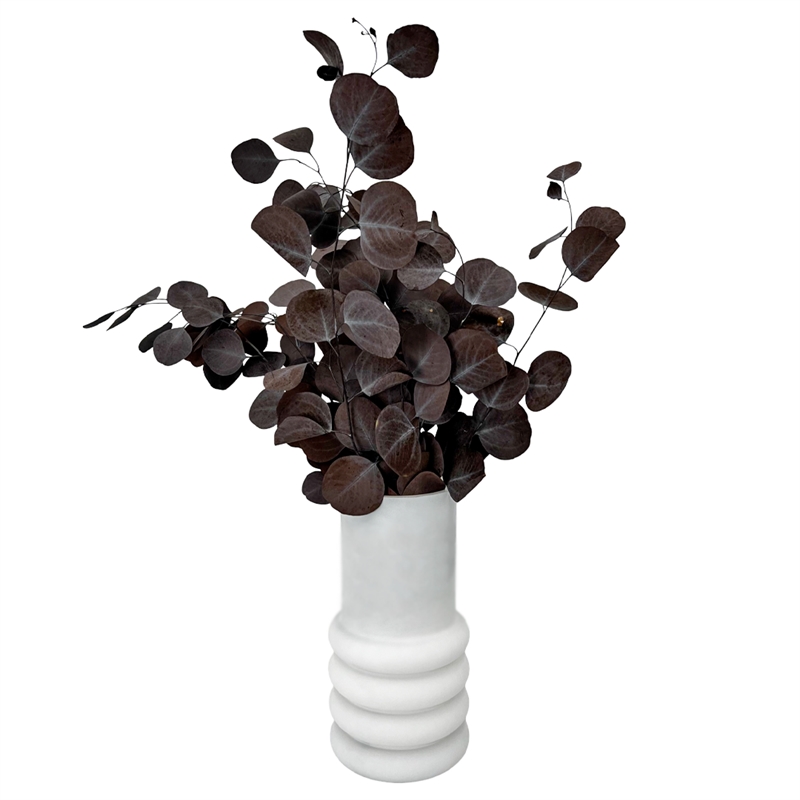 Bergamo Art 11 Inch Tall Decorative Handmade Glass Cylinder Flower Vase in White