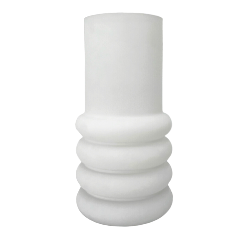 Bergamo Art 11 Inch Tall Decorative Handmade Glass Cylinder Flower Vase in White