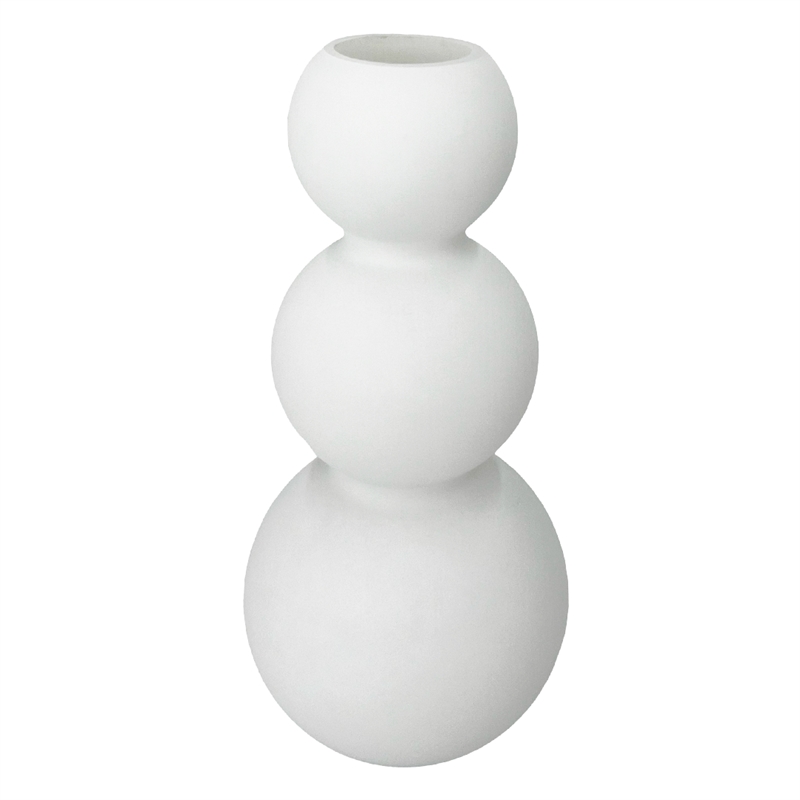 Bergamo Art 13 Inch Tall Handmade Glass Artistic Round Flower Vase in White