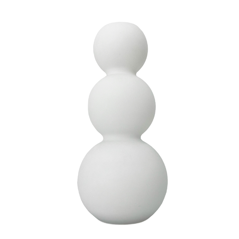 Bergamo Art 13 Inch Tall Handmade Glass Artistic Round Flower Vase in White