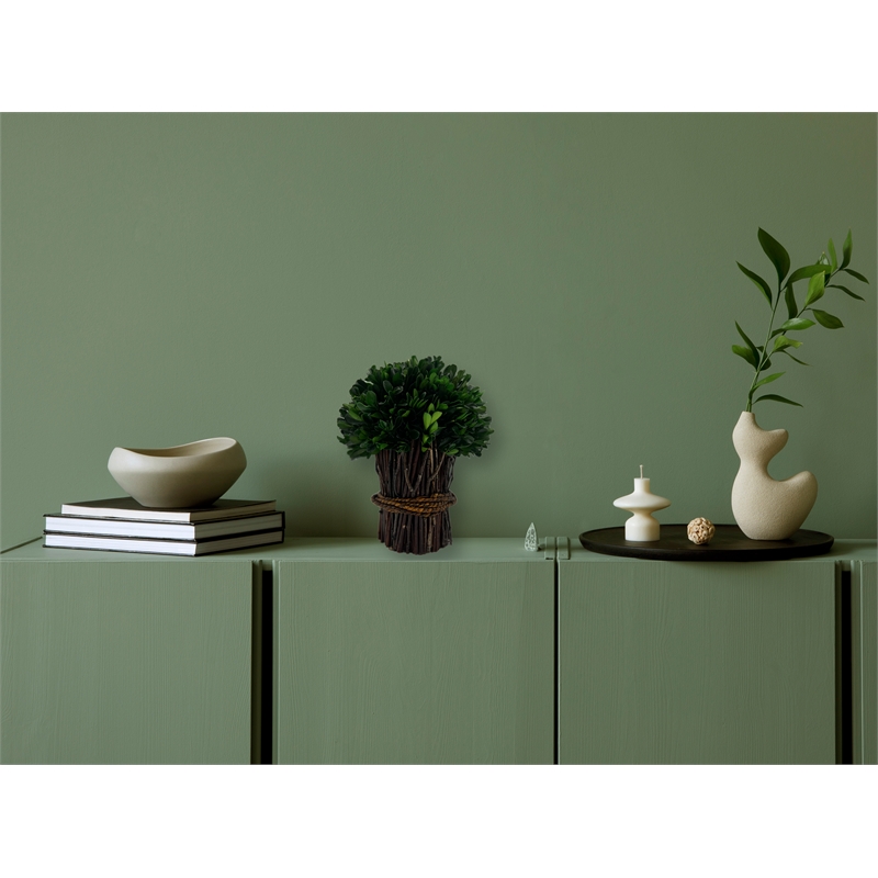 Bergamo Art Preserved 10 Inch Decorative Boxwood Standing Topiary Plant Green