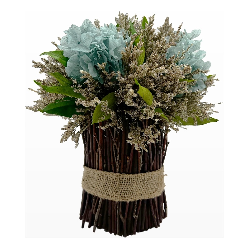 Bergamo Art Preserved 10 Inch Decorative Hydrangea Standing Topiary Plant Green
