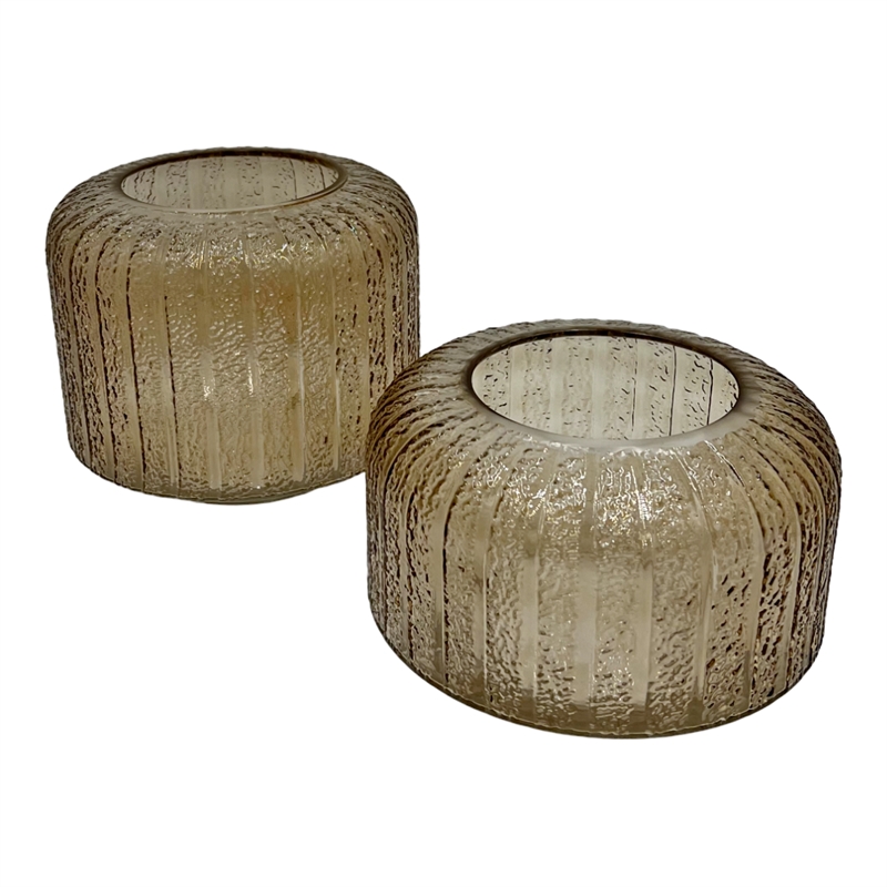 Bergamo Art Set of 2 Decorative Handmade Glass Vases for Flowers in Brown