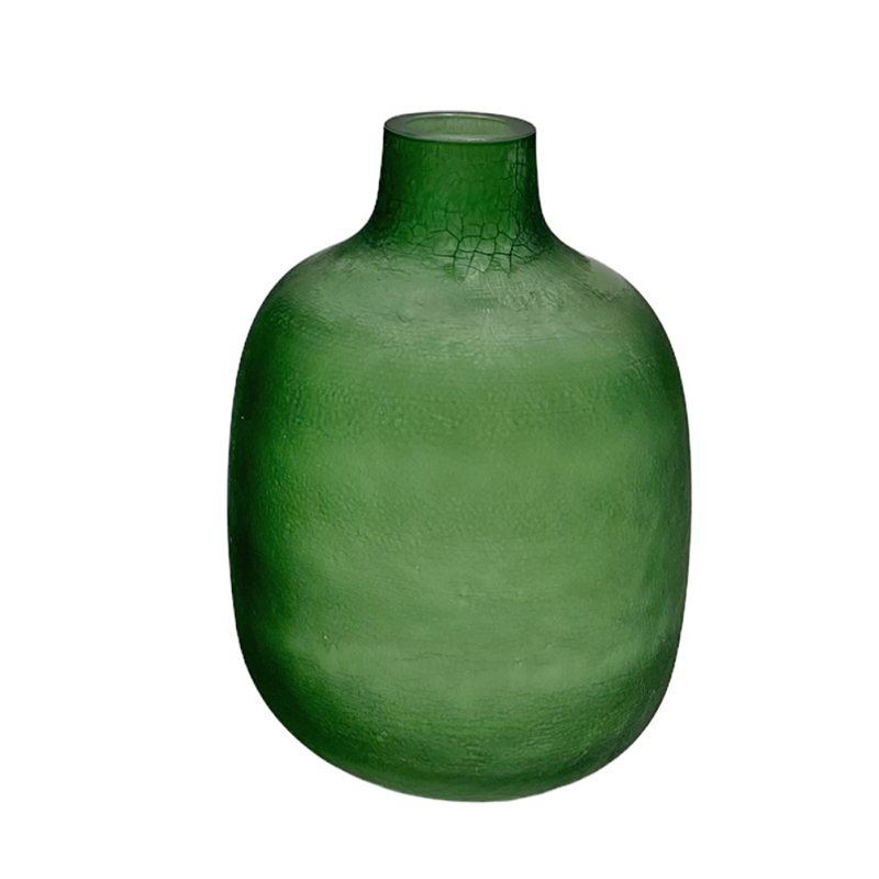 Bergamo Art Set of 2 Decorative Handmade Glass  Bottle Flower Vases in Green