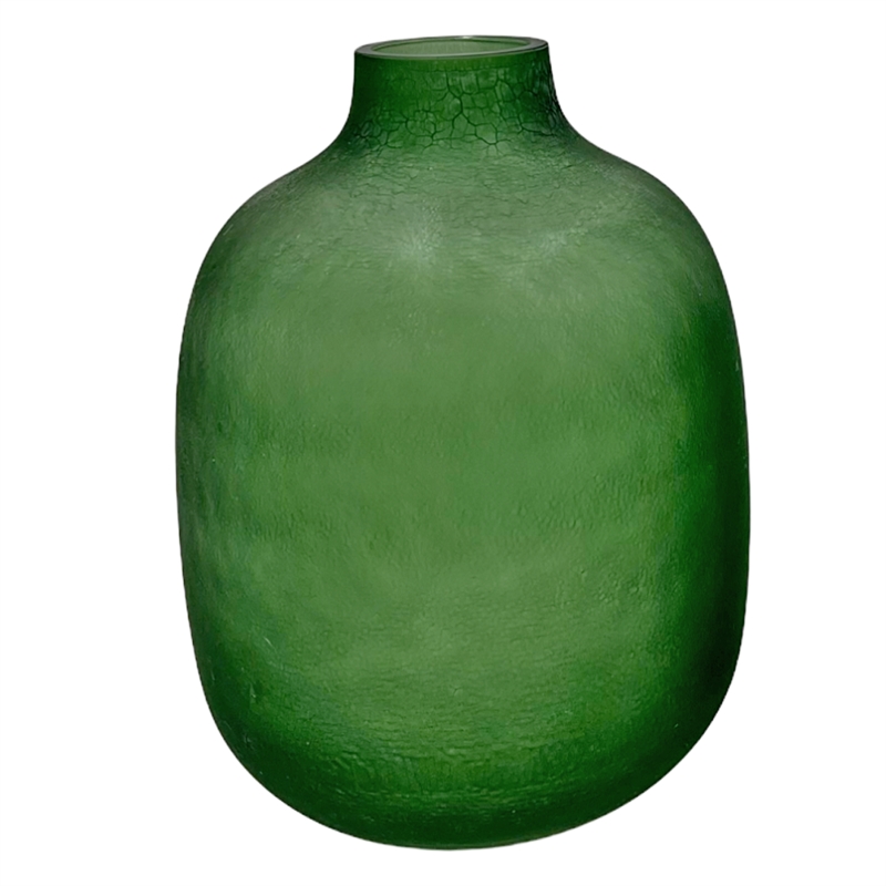 Bergamo Art Set of 2 Decorative Handmade Glass  Bottle Flower Vases in Green