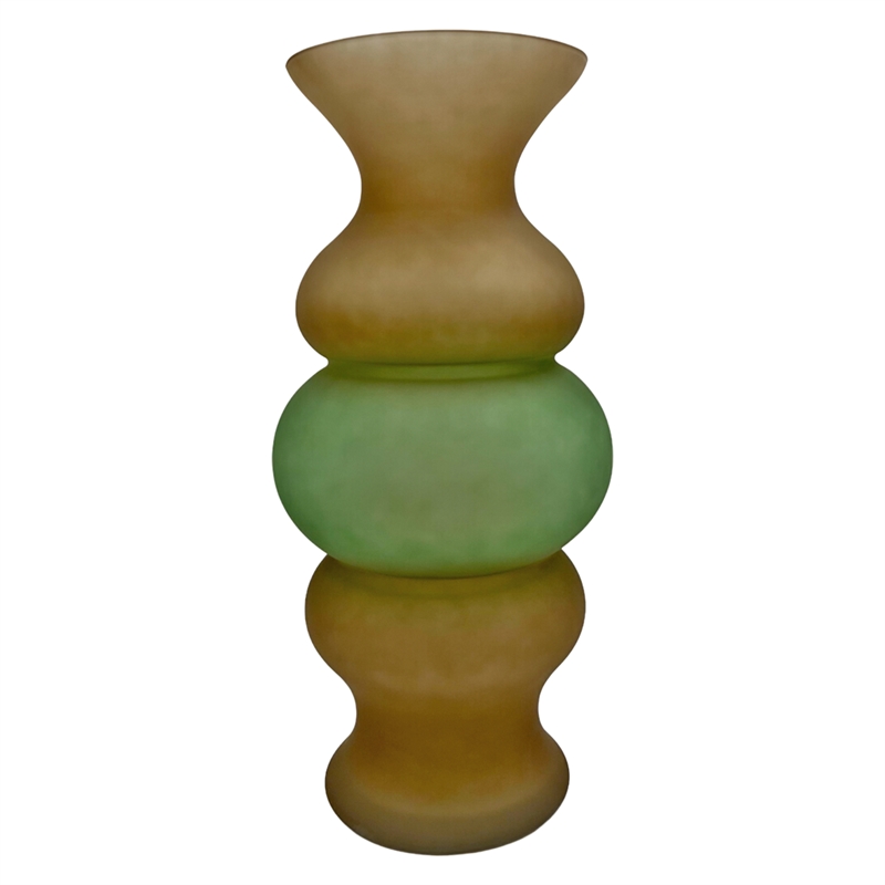 Bergamo Art Set of 2 Handmade Glass Bubble Flower Vases in Green and Brown