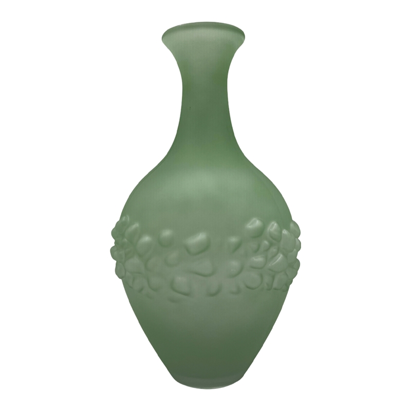 Bergamo Art Set of 2 Decorative Handmade Glass Trumpet Vase for Flowers in Green