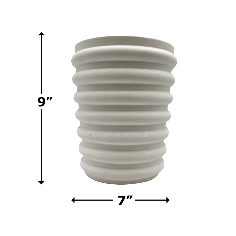 Bergamo Art Modern Beige Ceramic Vase in Beige