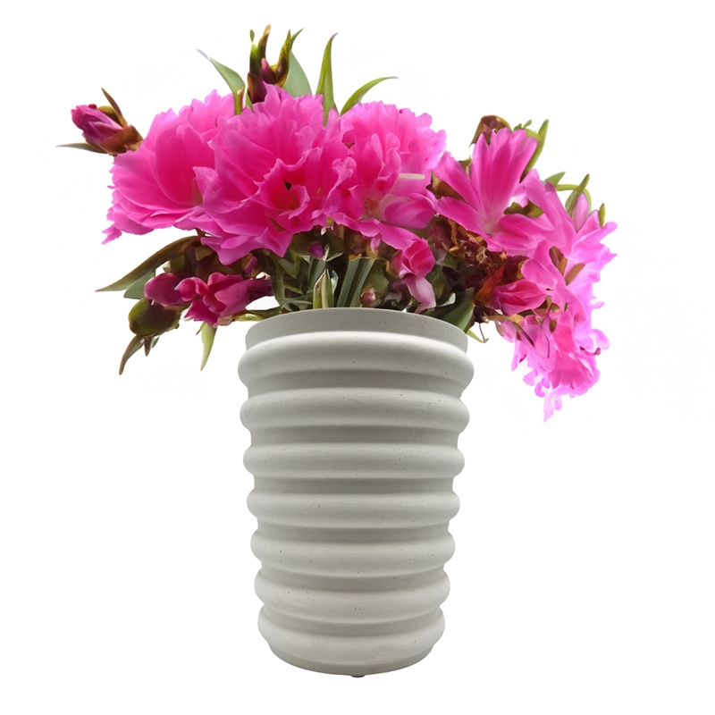 Bergamo Art Modern Beige Ceramic Vase in Beige