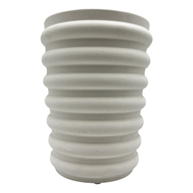 Bergamo Art Modern Beige Ceramic Vase in Beige