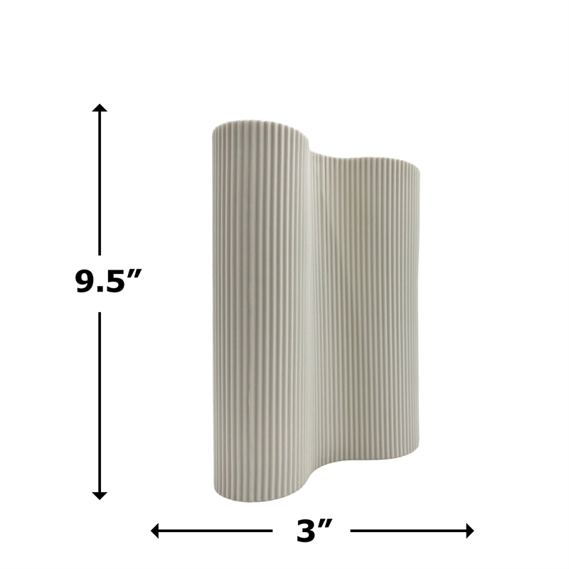 Bergamo Art 10 Inch Tall Modern White Ceramic Vase in White