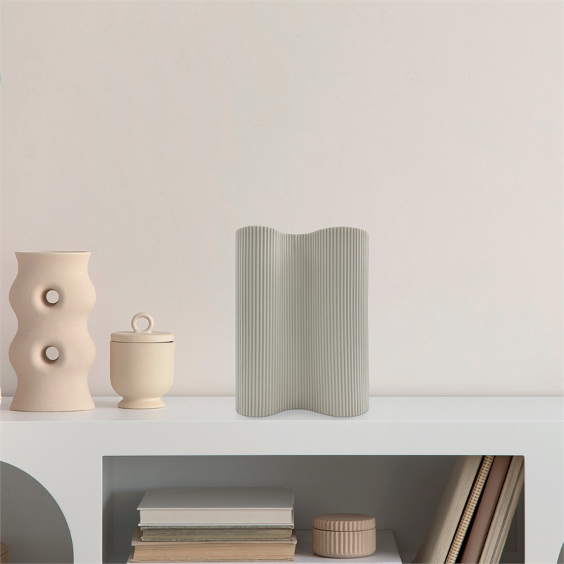 Bergamo Art 10 Inch Tall Modern White Ceramic Vase in White