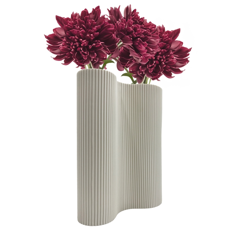 Bergamo Art 10 Inch Tall Modern White Ceramic Vase in White