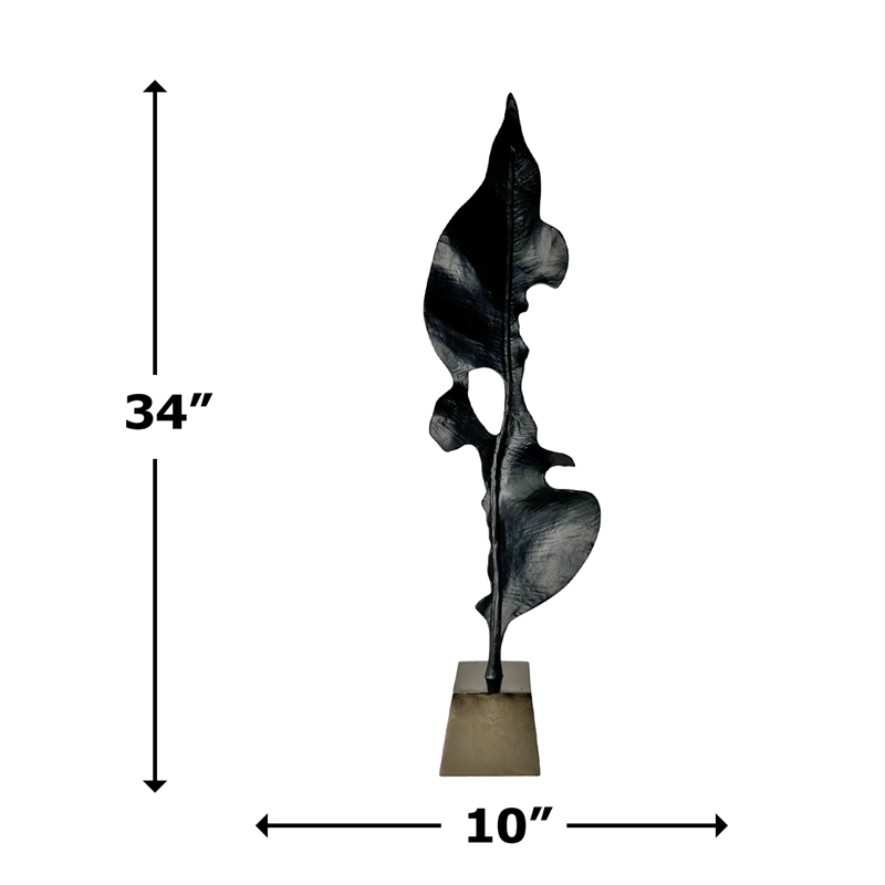 Bergamo Art 34 Inch Tall Handmade Aluminum and Wood Abstract Sculpture in Black