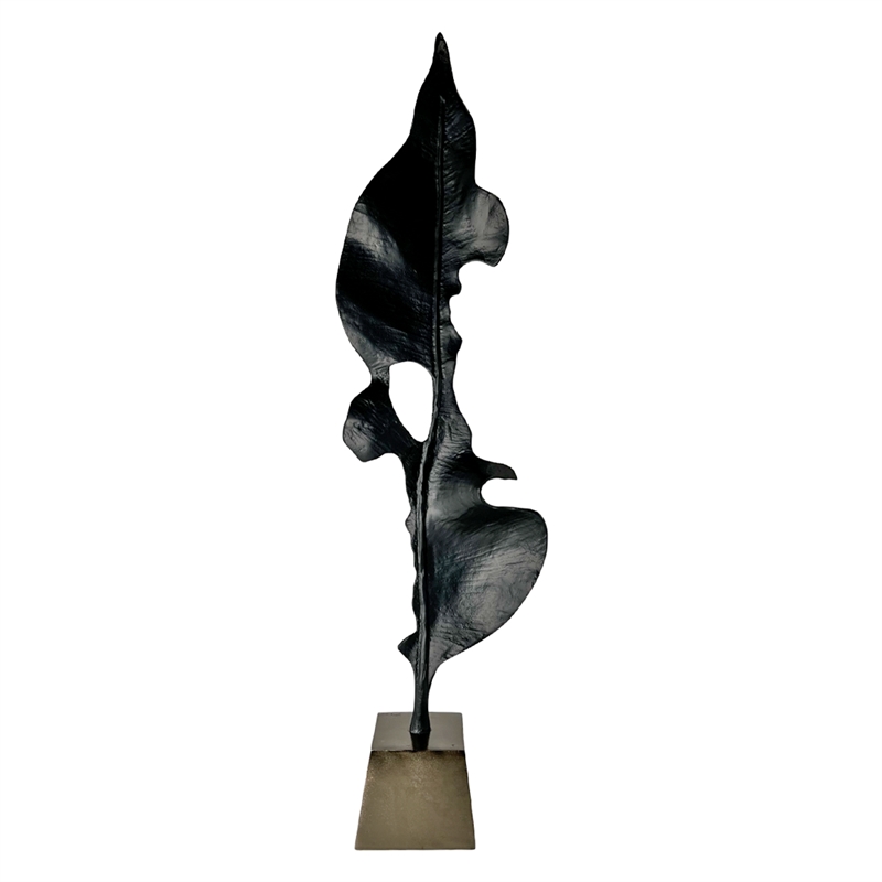 Bergamo Art 34 Inch Tall Handmade Aluminum and Wood Abstract Sculpture in Black