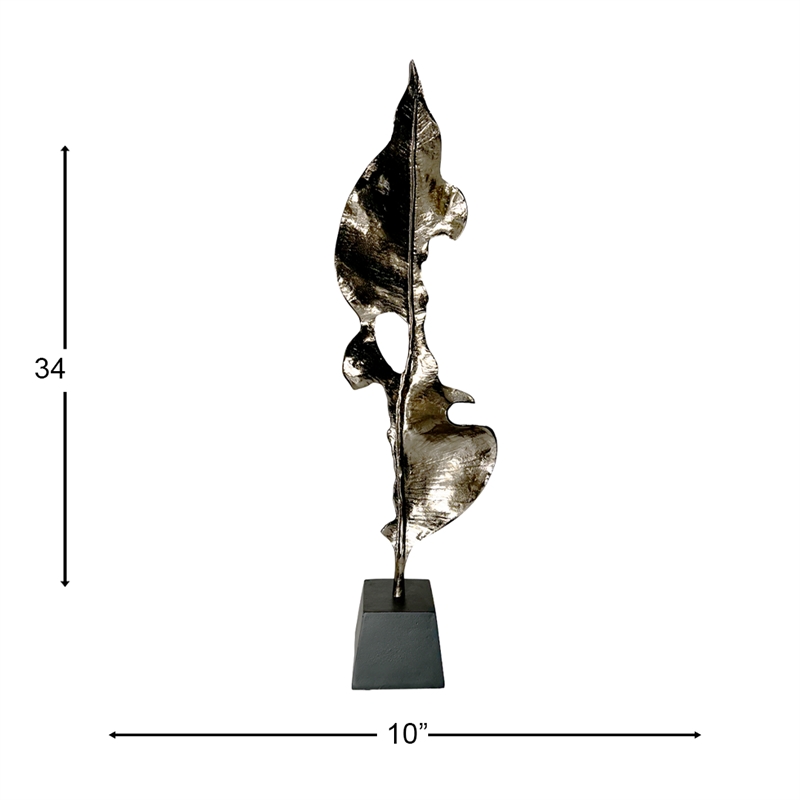 Bergamo Art 34 Inch Tall Handmade Aluminum and Wood Abstract Sculpture in Gold