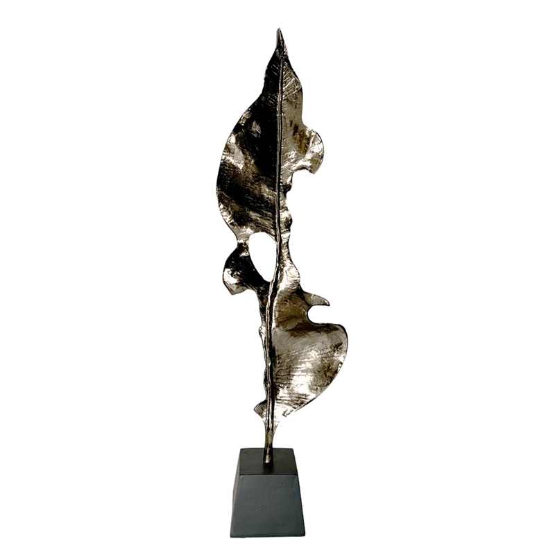 Bergamo Art 34 Inch Tall Handmade Aluminum and Wood Abstract Sculpture in Gold