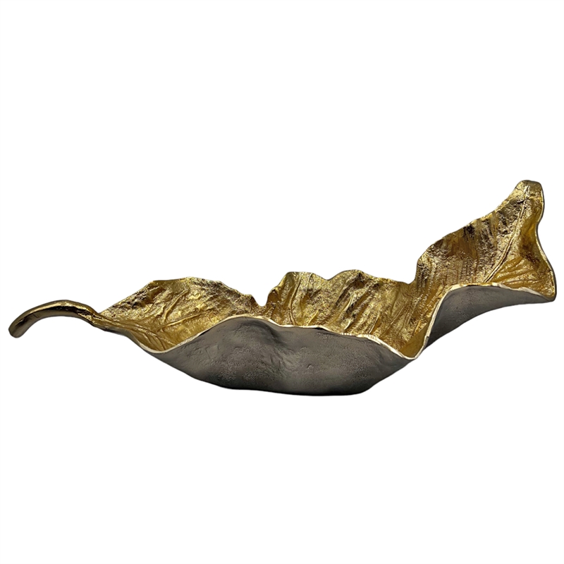 Bergamo Art Decorative Handmade Aluminum Leaf Bowl in Gold
