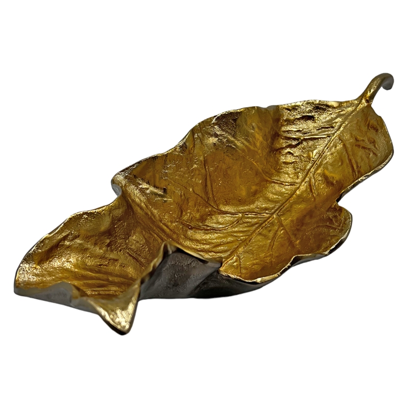 Bergamo Art Decorative Handmade Aluminum Leaf Bowl in Gold