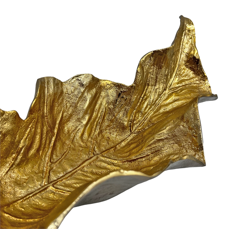 Bergamo Art Decorative Handmade Aluminum Leaf Bowl in Gold