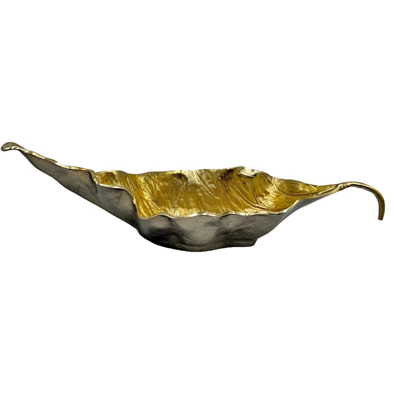 Bergamo Art Decorative Handmade Aluminum Leaf Bowl in Gold