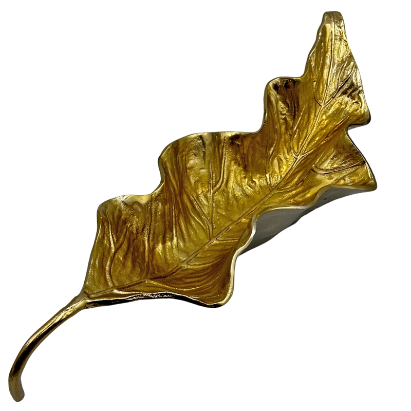 Bergamo Art Decorative Handmade Aluminum Leaf Bowl in Gold