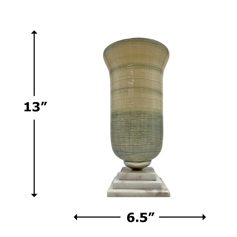 Bergamo Art Decorative Handmade Aluminum Glass Marble Cup Flower Vase in Green