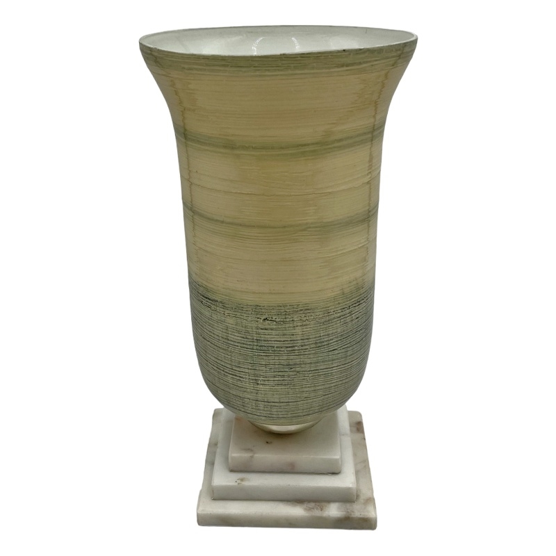 Bergamo Art Decorative Handmade Aluminum Glass Marble Cup Flower Vase in Green