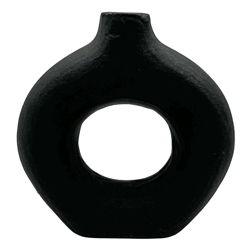 Bergamo Art 8 Inch Tall Decorative Handmade Aluminum Modern Flower Vase in Black