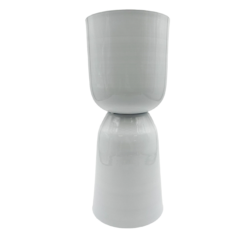 Bergamo Art 15 Inch Tall Decorative Handmade Iron Stylish Flower Vase in White