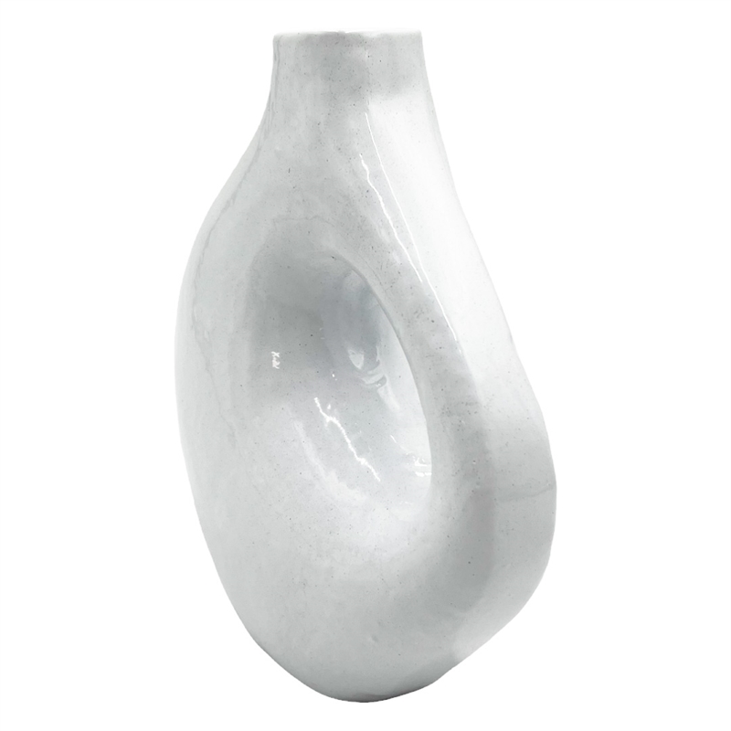 Bergamo Art 7.5 Inch Tall Decorative Handmade Aluminum Jug Flower Vase in White
