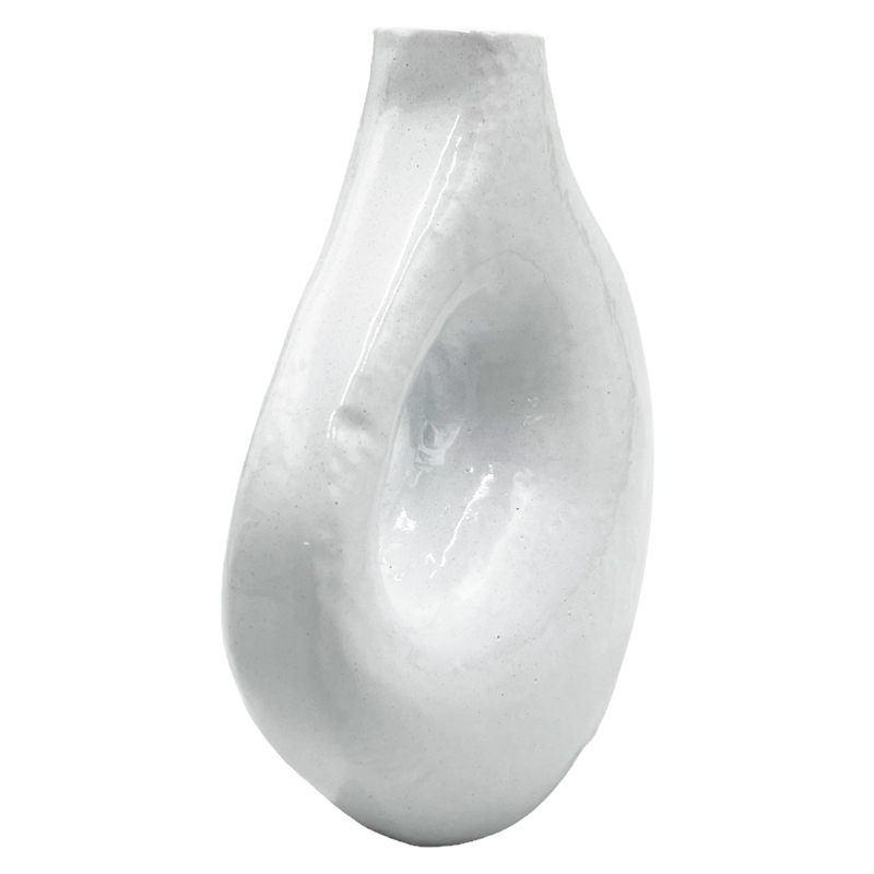 Bergamo Art 7.5 Inch Tall Decorative Handmade Aluminum Jug Flower Vase in White