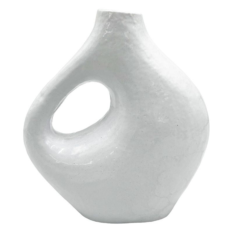 Bergamo Art 7.5 Inch Tall Decorative Handmade Aluminum Jug Flower Vase in White