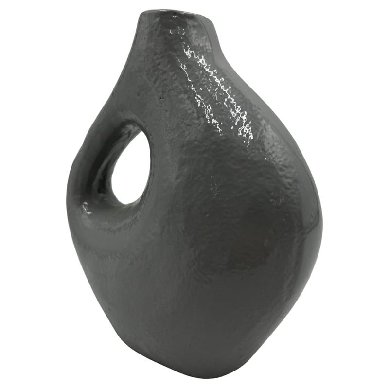 Bergamo Art 7.5 Inch Tall Decorative Handmade Aluminum Jug Flower Vase in Grey