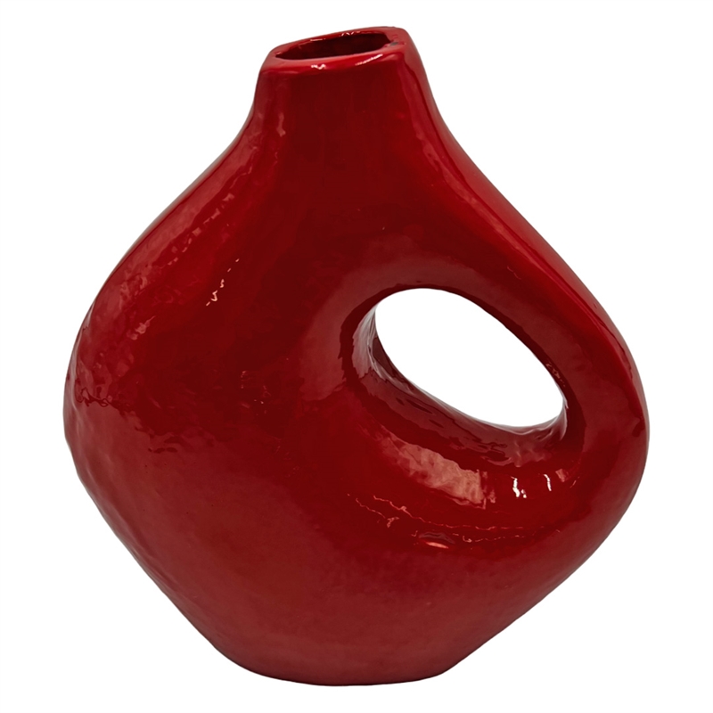Bergamo Art 7.5 Inch Tall Decorative Handmade Aluminum Jug Flower Vase in Red