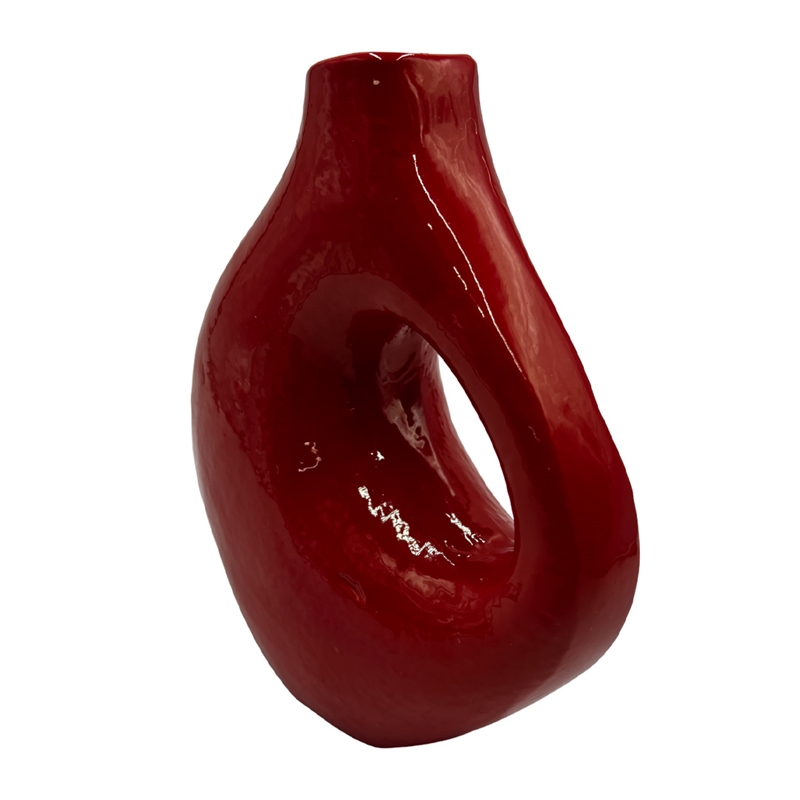 Bergamo Art 7.5 Inch Tall Decorative Handmade Aluminum Jug Flower Vase in Red